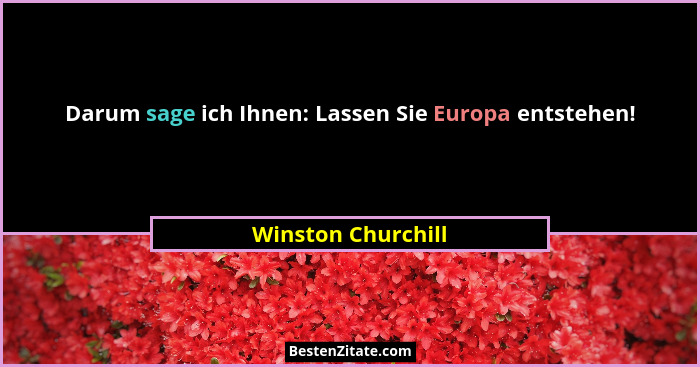 Darum sage ich Ihnen: Lassen Sie Europa entstehen!... - Winston Churchill