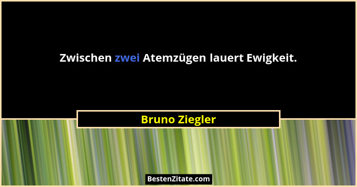 Zwischen zwei Atemzügen lauert Ewigkeit.... - Bruno Ziegler