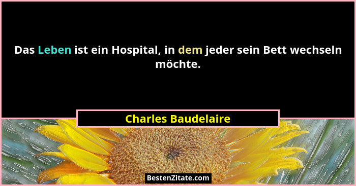 Das Leben ist ein Hospital, in dem jeder sein Bett wechseln möchte.... - Charles Baudelaire