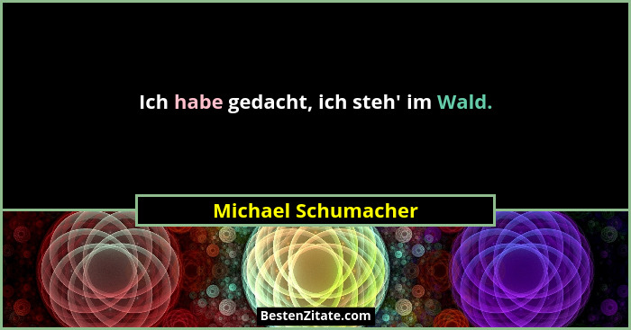 Ich habe gedacht, ich steh' im Wald.... - Michael Schumacher