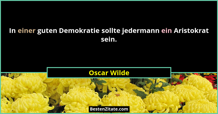 In einer guten Demokratie sollte jedermann ein Aristokrat sein.... - Oscar Wilde