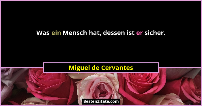 Was ein Mensch hat, dessen ist er sicher.... - Miguel de Cervantes