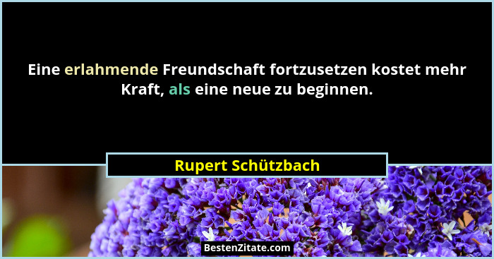 Eine erlahmende Freundschaft fortzusetzen kostet mehr Kraft, als eine neue zu beginnen.... - Rupert Schützbach