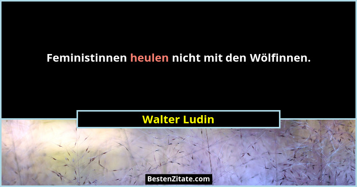 Feministinnen heulen nicht mit den Wölfinnen.... - Walter Ludin
