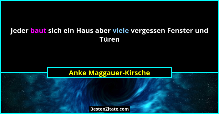 Jeder baut sich ein Haus aber viele vergessen Fenster und Türen... - Anke Maggauer-Kirsche