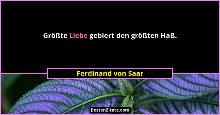 Größte Liebe gebiert den größten Haß.... - Ferdinand von Saar