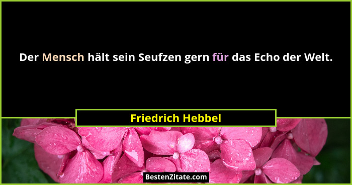 Der Mensch hält sein Seufzen gern für das Echo der Welt.... - Friedrich Hebbel