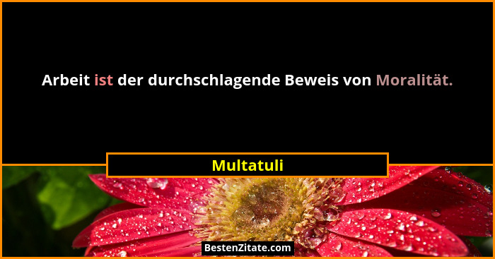 Arbeit ist der durchschlagende Beweis von Moralität.... - Multatuli