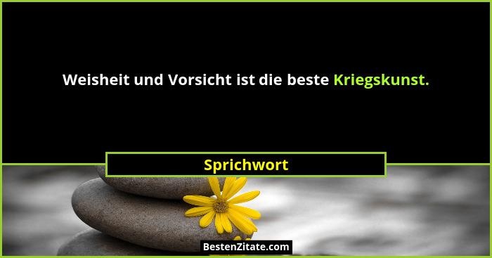 Weisheit und Vorsicht ist die beste Kriegskunst.... - Sprichwort