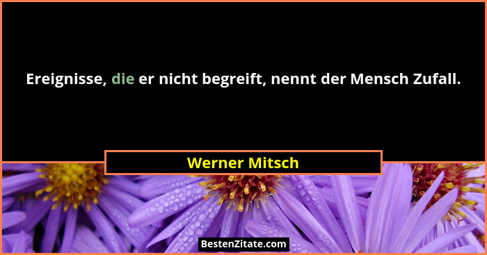 Ereignisse, die er nicht begreift, nennt der Mensch Zufall.... - Werner Mitsch
