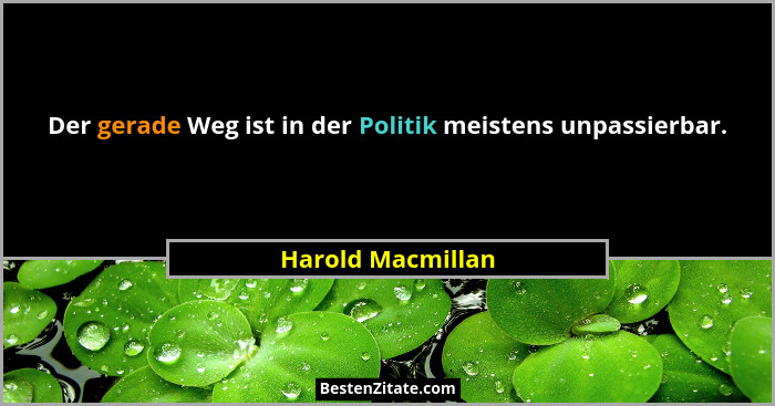 Der gerade Weg ist in der Politik meistens unpassierbar.... - Harold Macmillan