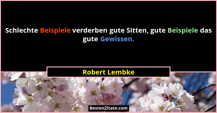 Schlechte Beispiele verderben gute Sitten, gute Beispiele das gute Gewissen.... - Robert Lembke