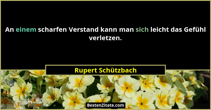 An einem scharfen Verstand kann man sich leicht das Gefühl verletzen.... - Rupert Schützbach