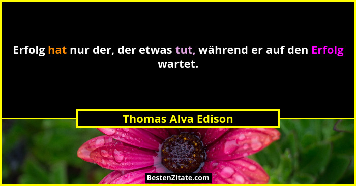 Erfolg hat nur der, der etwas tut, während er auf den Erfolg wartet.... - Thomas Alva Edison