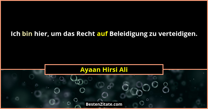 Ich bin hier, um das Recht auf Beleidigung zu verteidigen.... - Ayaan Hirsi Ali