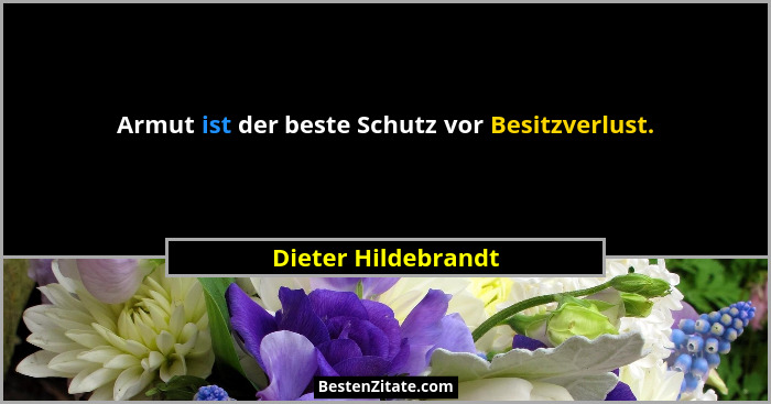 Armut ist der beste Schutz vor Besitzverlust.... - Dieter Hildebrandt