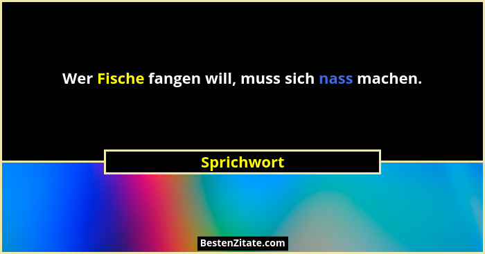 Wer Fische fangen will, muss sich nass machen.... - Sprichwort