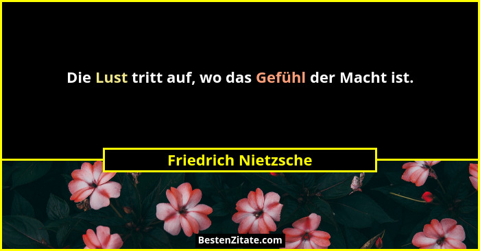 Die Lust tritt auf, wo das Gefühl der Macht ist.... - Friedrich Nietzsche
