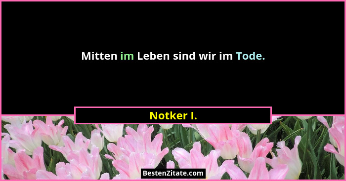 Mitten im Leben sind wir im Tode.... - Notker I.