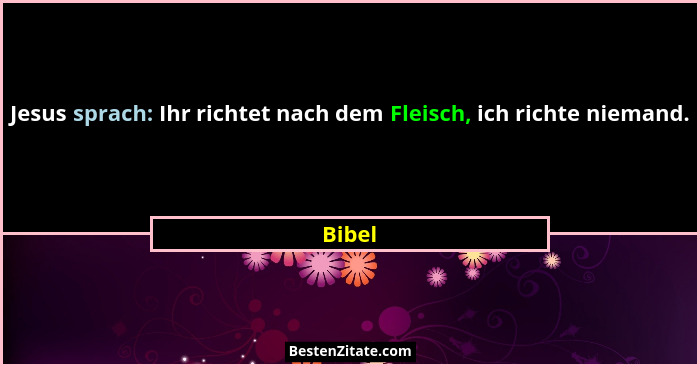 Jesus sprach: Ihr richtet nach dem Fleisch, ich richte niemand.... - Bibel