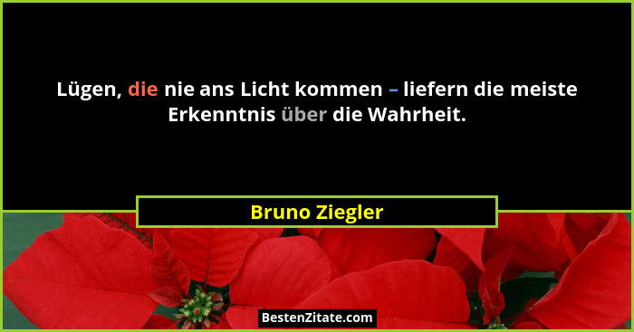Lügen, die nie ans Licht kommen – liefern die meiste Erkenntnis über die Wahrheit.... - Bruno Ziegler