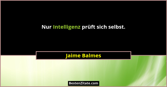 Nur Intelligenz prüft sich selbst.... - Jaime Balmes