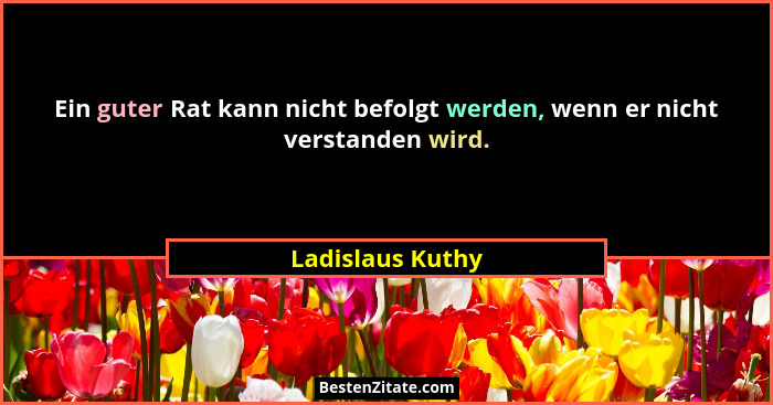 Ein guter Rat kann nicht befolgt werden, wenn er nicht verstanden wird.... - Ladislaus Kuthy