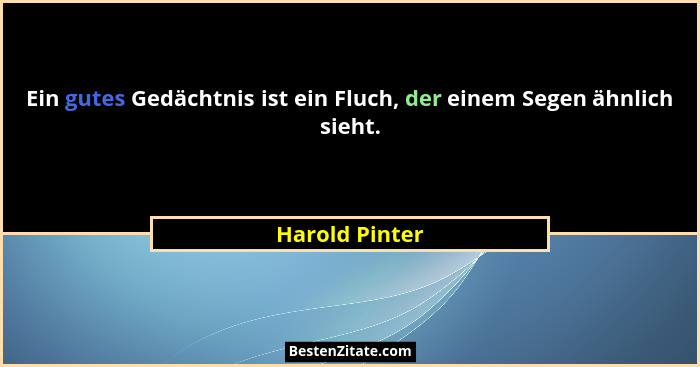Ein gutes Gedächtnis ist ein Fluch, der einem Segen ähnlich sieht.... - Harold Pinter