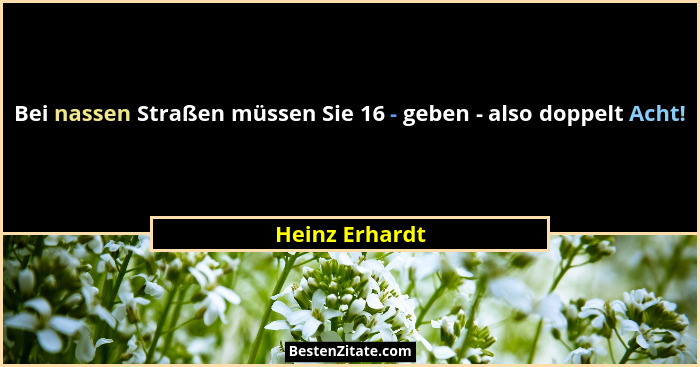 Bei nassen Straßen müssen Sie 16 - geben - also doppelt Acht!... - Heinz Erhardt