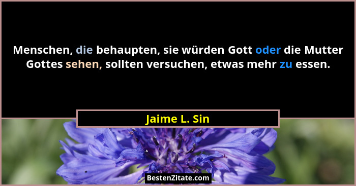 Menschen, die behaupten, sie würden Gott oder die Mutter Gottes sehen, sollten versuchen, etwas mehr zu essen.... - Jaime L. Sin