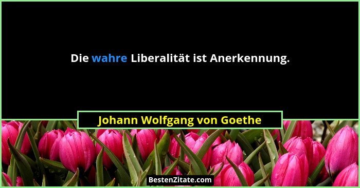 Die wahre Liberalität ist Anerkennung.... - Johann Wolfgang von Goethe