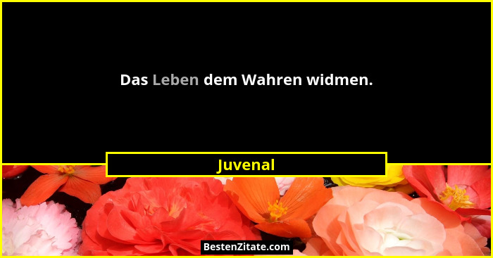 Das Leben dem Wahren widmen.... - Juvenal