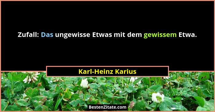 Zufall: Das ungewisse Etwas mit dem gewissem Etwa.... - Karl-Heinz Karius