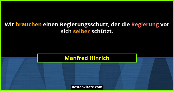 Wir brauchen einen Regierungsschutz, der die Regierung vor sich selber schützt.... - Manfred Hinrich