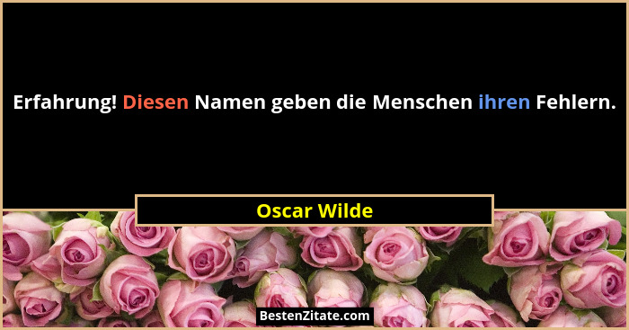Erfahrung! Diesen Namen geben die Menschen ihren Fehlern.... - Oscar Wilde