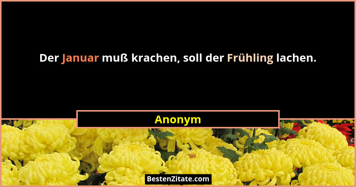 Der Januar muß krachen, soll der Frühling lachen.... - Anonym