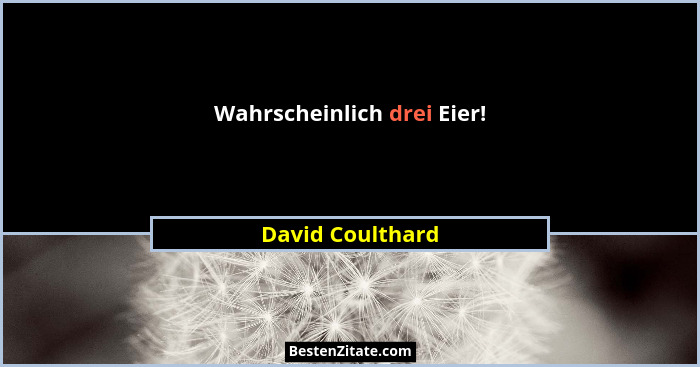 Wahrscheinlich drei Eier!... - David Coulthard