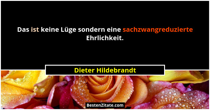 Das ist keine Lüge sondern eine sachzwangreduzierte Ehrlichkeit.... - Dieter Hildebrandt