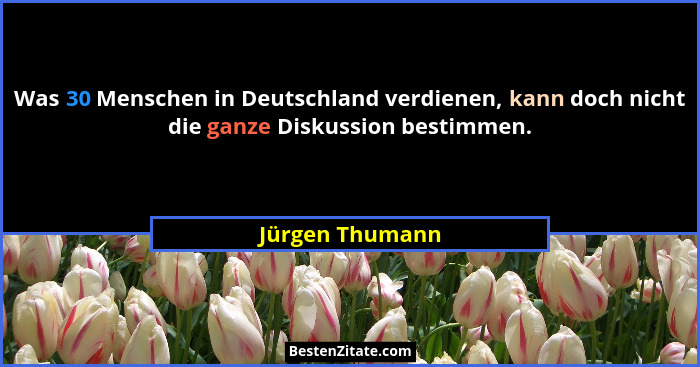 Was 30 Menschen in Deutschland verdienen, kann doch nicht die ganze Diskussion bestimmen.... - Jürgen Thumann