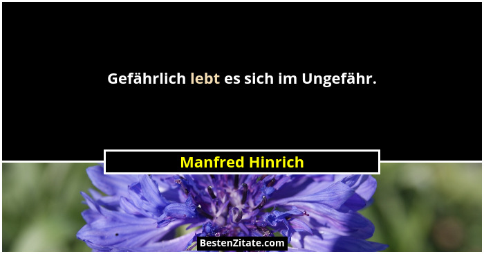 Gefährlich lebt es sich im Ungefähr.... - Manfred Hinrich