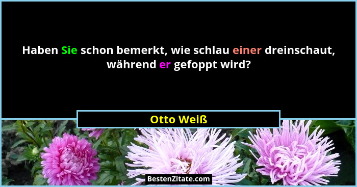 Haben Sie schon bemerkt, wie schlau einer dreinschaut, während er gefoppt wird?... - Otto Weiß