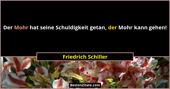 Der Mohr hat seine Schuldigkeit getan, der Mohr kann gehen!... - Friedrich Schiller