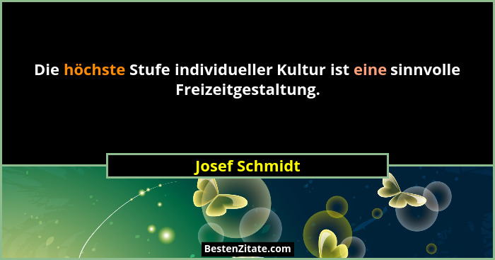 Die höchste Stufe individueller Kultur ist eine sinnvolle Freizeitgestaltung.... - Josef Schmidt