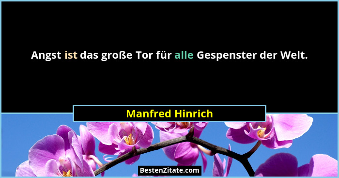 Angst ist das große Tor für alle Gespenster der Welt.... - Manfred Hinrich