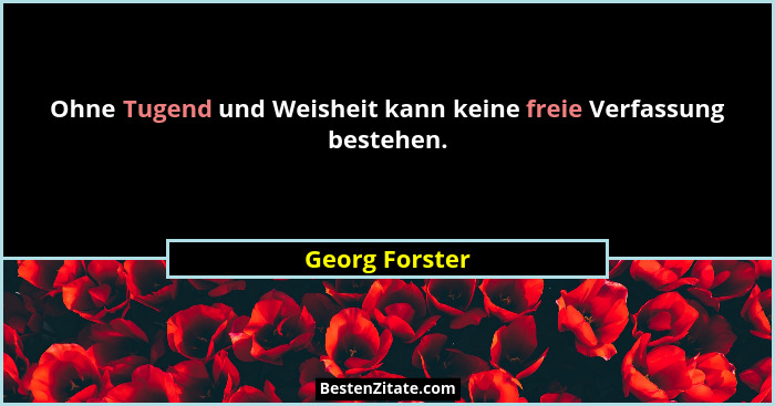 Ohne Tugend und Weisheit kann keine freie Verfassung bestehen.... - Georg Forster