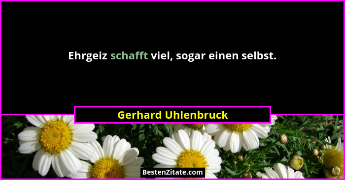 Ehrgeiz schafft viel, sogar einen selbst.... - Gerhard Uhlenbruck