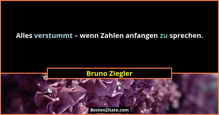 Alles verstummt – wenn Zahlen anfangen zu sprechen.... - Bruno Ziegler