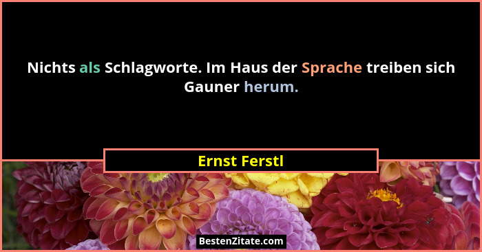 Nichts als Schlagworte. Im Haus der Sprache treiben sich Gauner herum.... - Ernst Ferstl