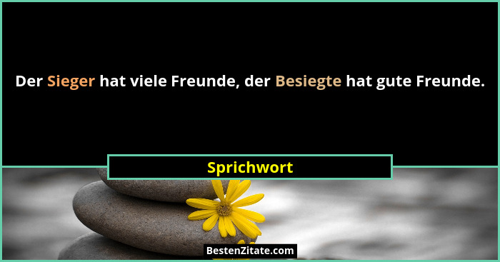 Der Sieger hat viele Freunde, der Besiegte hat gute Freunde.... - Sprichwort