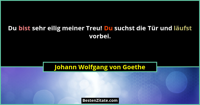 Du bist sehr eilig meiner Treu! Du suchst die Tür und läufst vorbei.... - Johann Wolfgang von Goethe